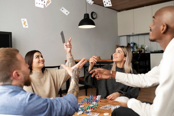 Live Teen Patti table on tabel togel showing dealer, community cards, and player positions